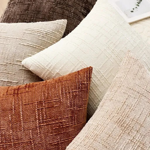 Lucina - Chenille Sierkussen met Bamboe Structuur In Effen Kleur voor Bank en Slaapkamer