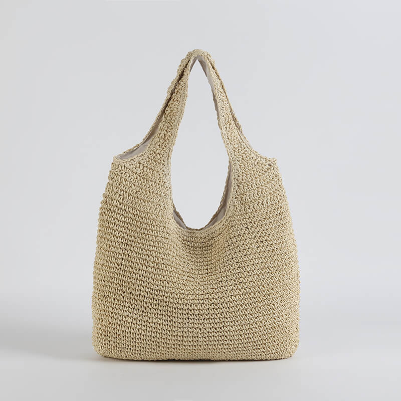 Vrouwen Stro Tote Bag Beige One Size Bohemian Strandtas