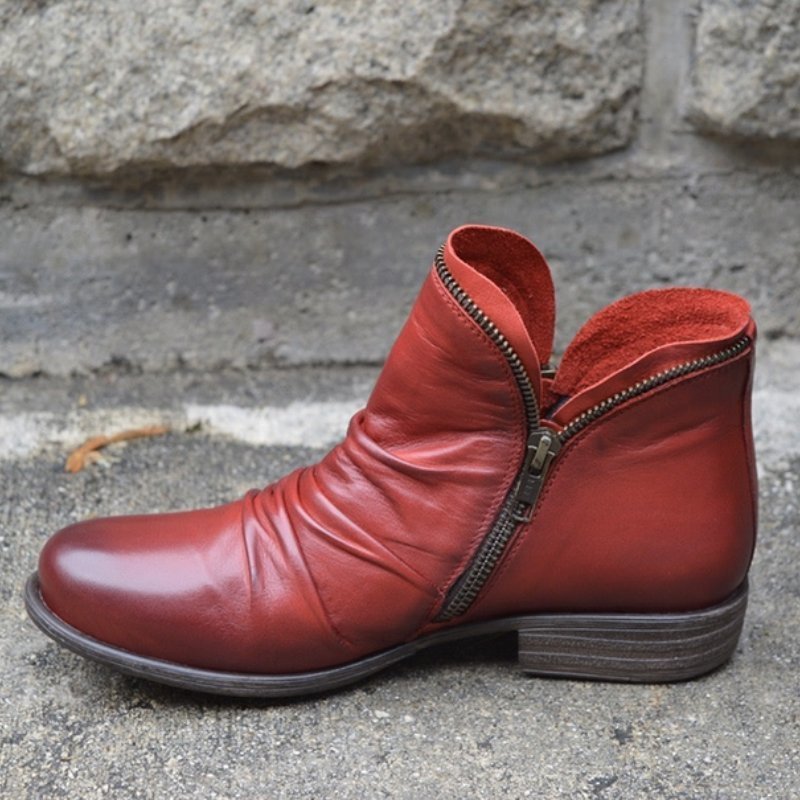 Trendy Leren Dames Enkellaarsjes – Eva