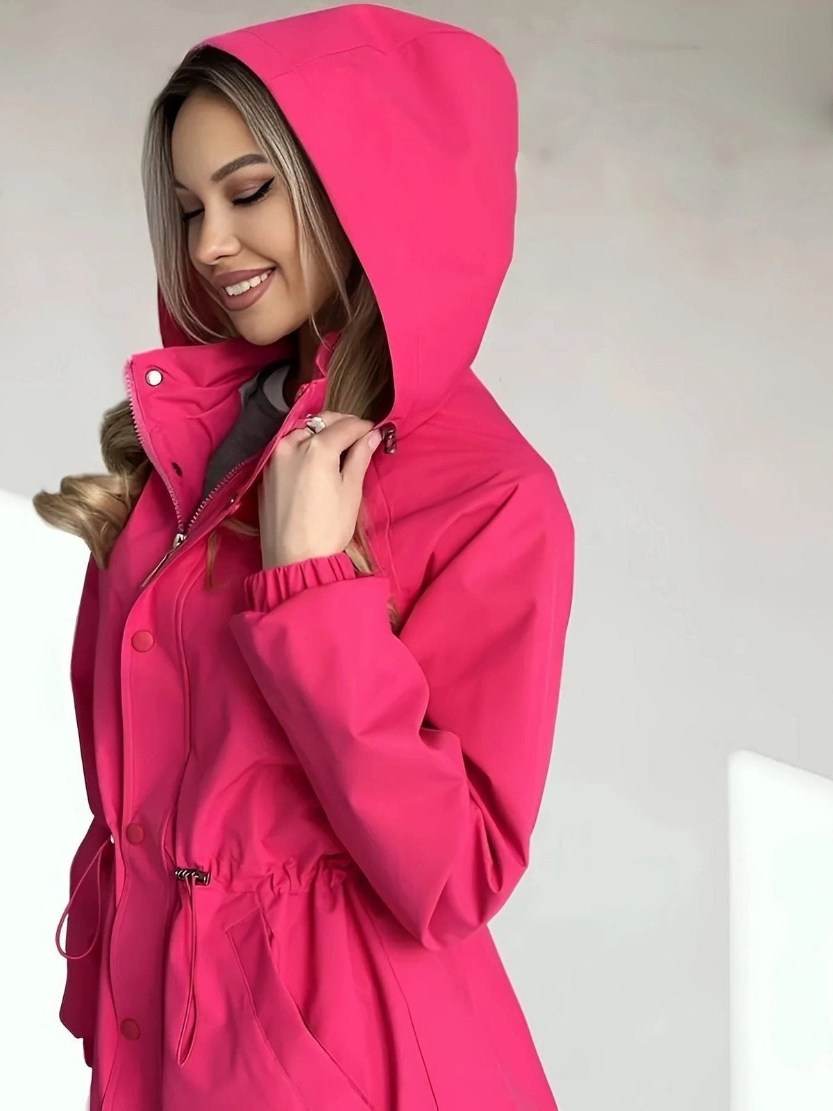 Dames Regenjas met Voering – Waterdichte Parka met Verstelbare Taille