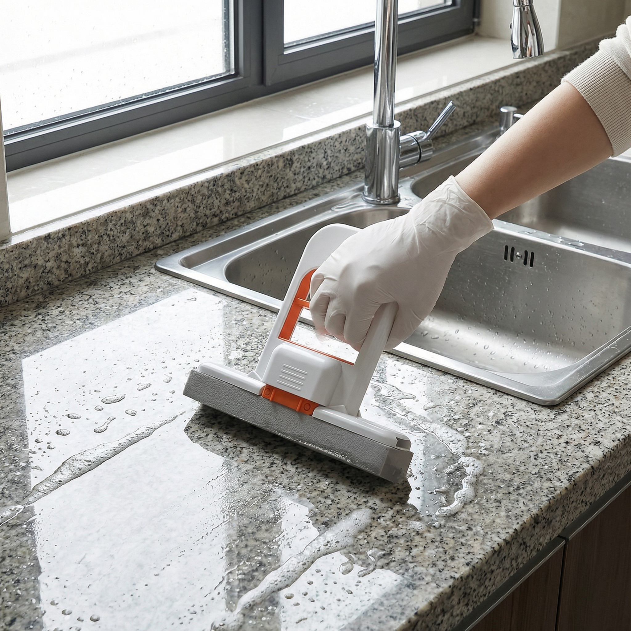 Handvrije Mini-Sponsmop – Sterk absorberende allesreiniger voor keuken, badkamer & auto