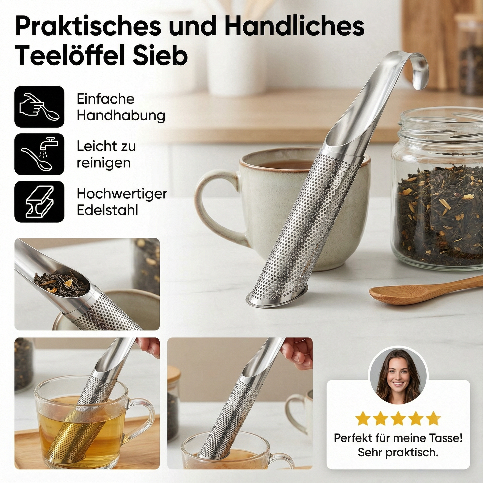 Praktische en Handige Theelepel Zeef