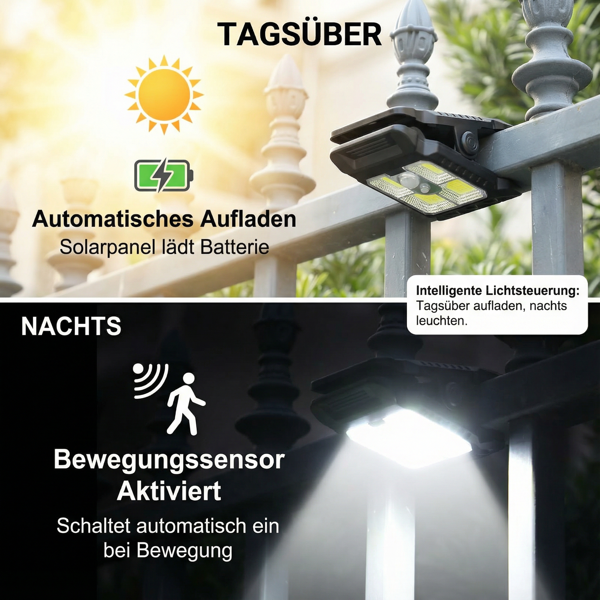 Praktische Clip Solar Lamp met Bewegingssensor
