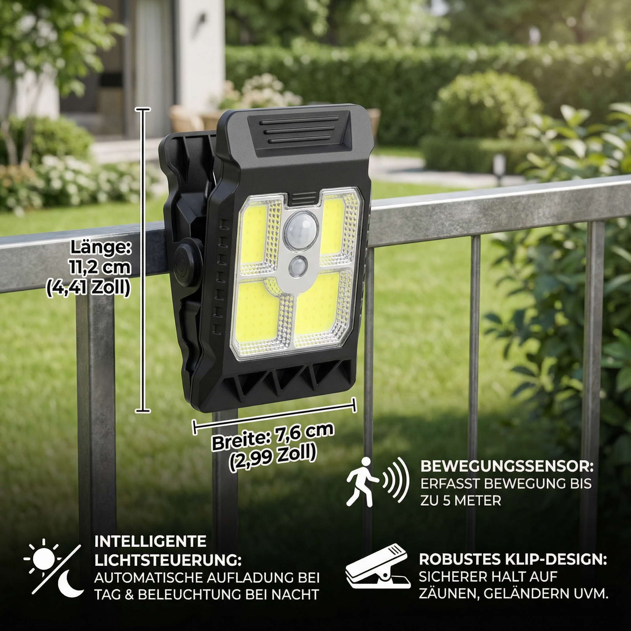 Praktische Clip Solar Lamp met Bewegingssensor