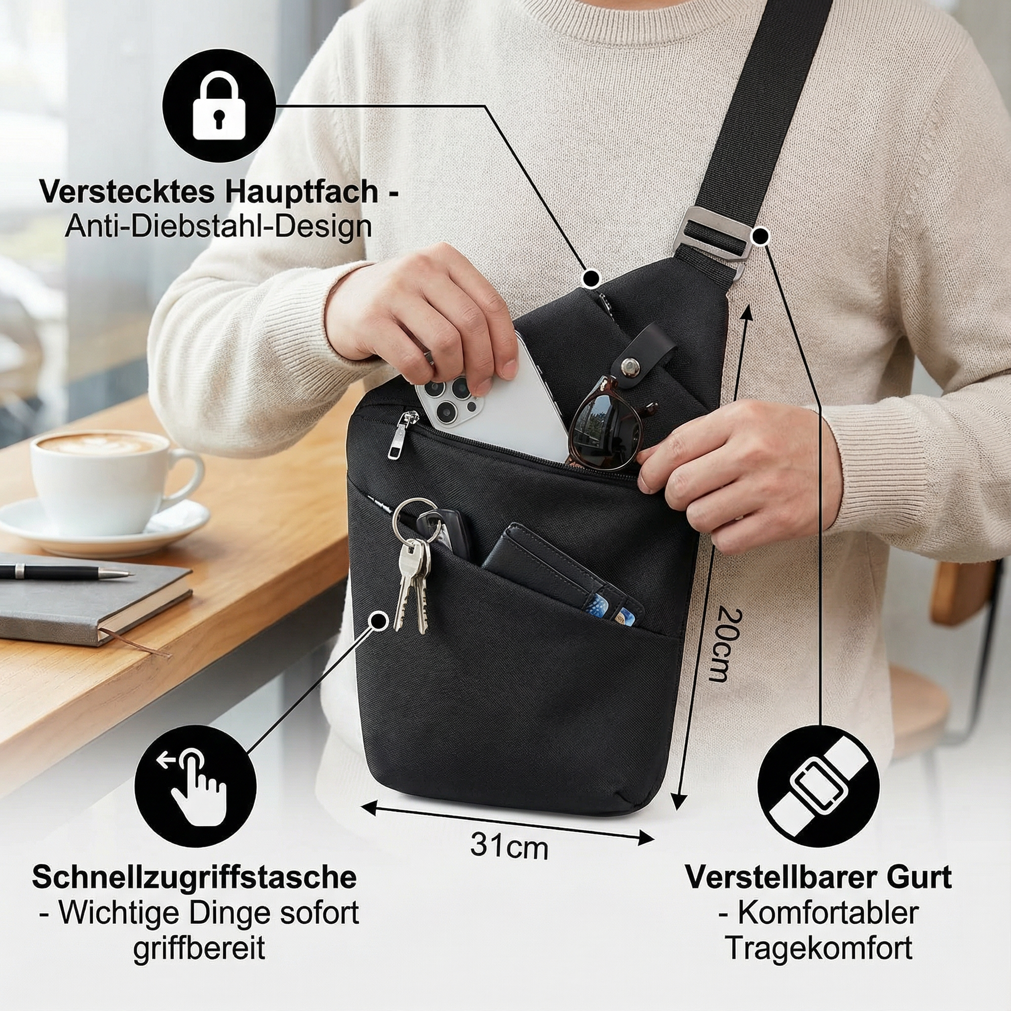 Anti-Diefstal Designer Schoudertas
